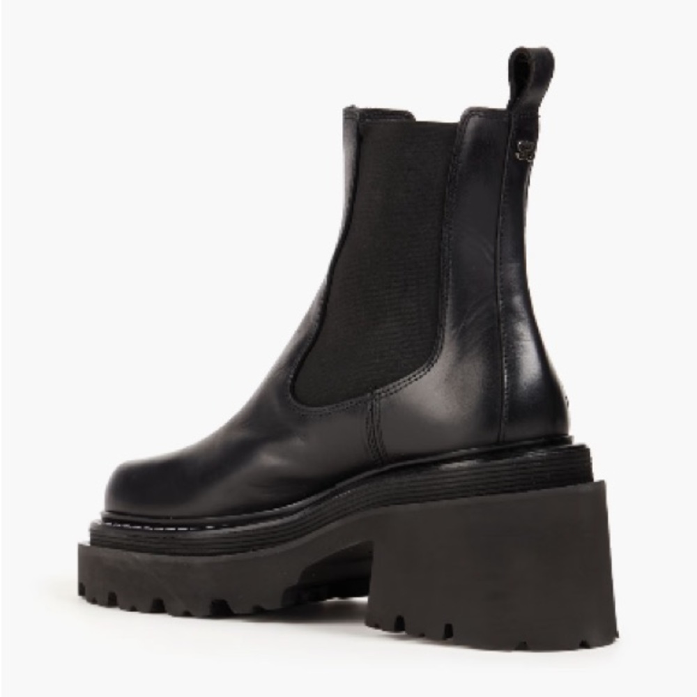 SANDRO Black Genuine Leather Lug sole Chelsea Women's Boot - Picture 3 of 8